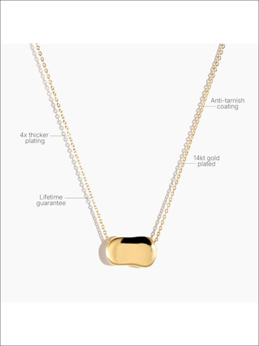 14k Gold Plated Organic Charm Pendant Necklace 18in Adjustable